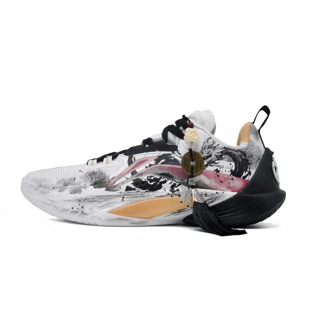 LiNing Speed 10 Cushioning, Breathable, Supportive Low top Basketball Shoes Men's White Black
