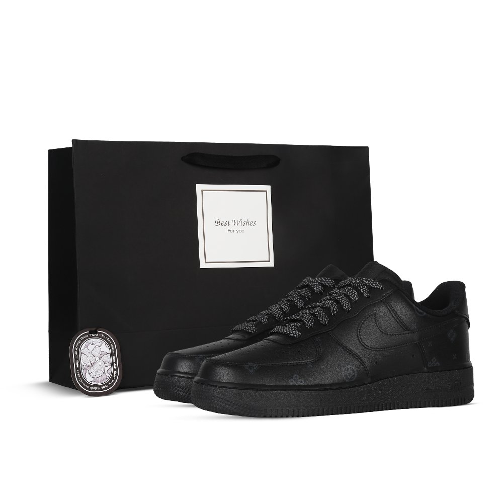 Nike Air Force 1 Coverage Cushioning Low-Top Skateboard Shoes Unisex Black