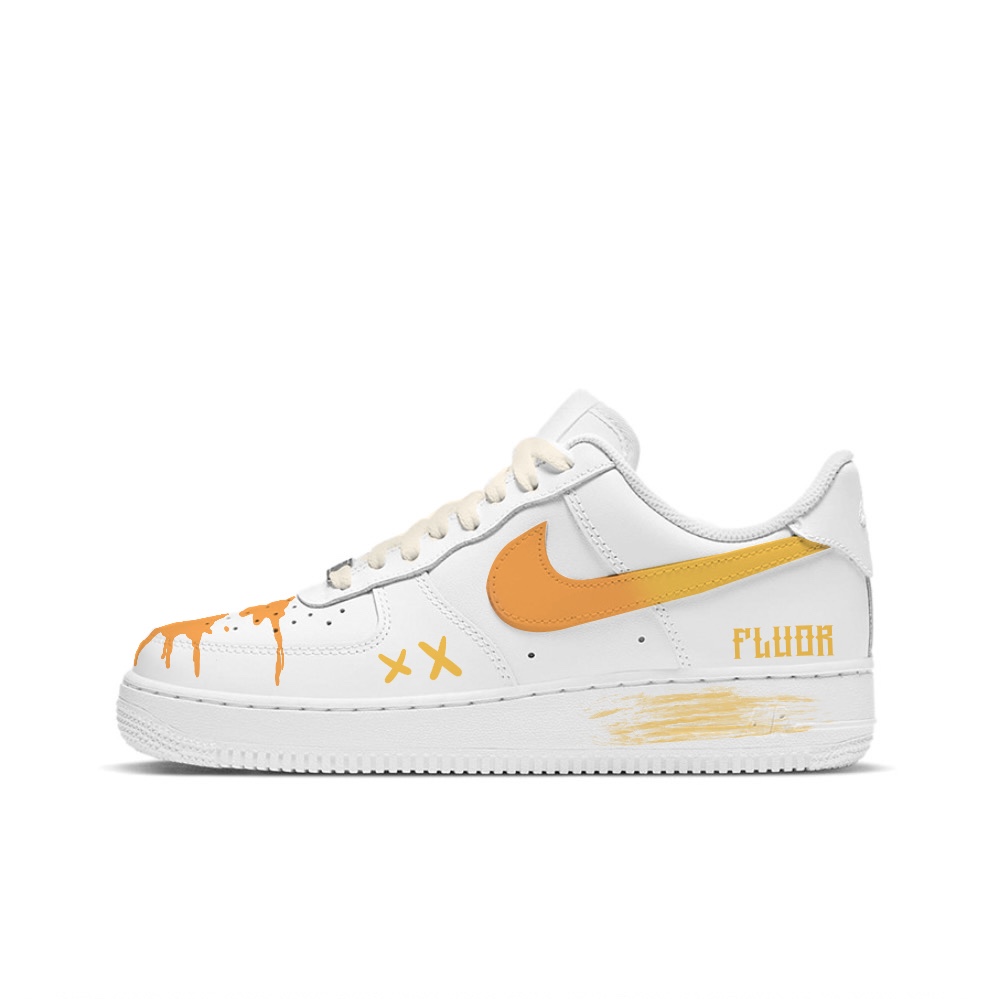 Nike Air Force 1 Low-Top Skateboard Shoes Women's White Orange