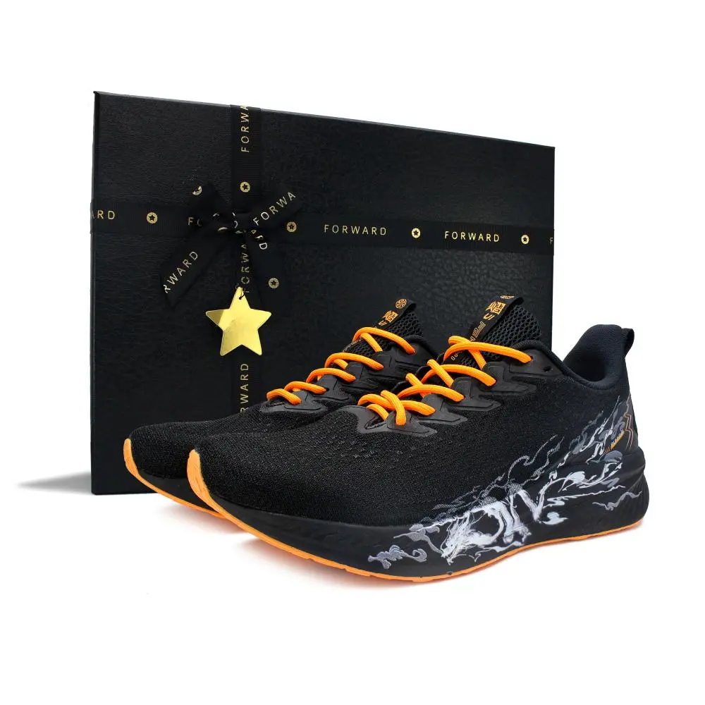 361° Slip Resistant, Abrasion Resistant, Breathable Low Top Casual Running Shoes Men's Black White Orange