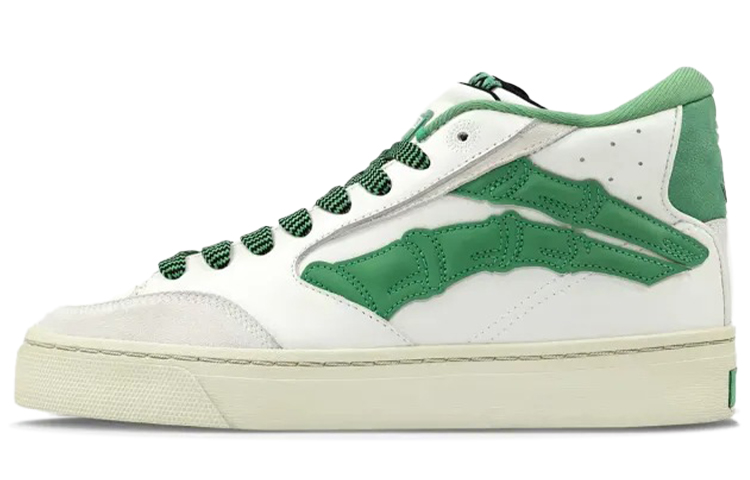 1807 X LINING Do Not Enter The River Skateboard Shoes Women's Mid-Top White/Green