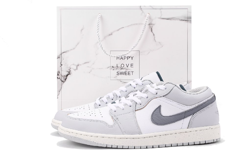 Jordan Air Jordan 1 Chestnut Anti-Slip Wear-Resistant Low-Top Vintage Basketball Shoes Men's Gray White