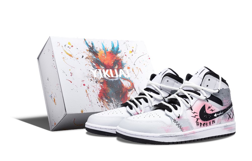 JORDAN Air JORDAN 1 Vintage Basketball Shoes Men High Top White/Black/Pink