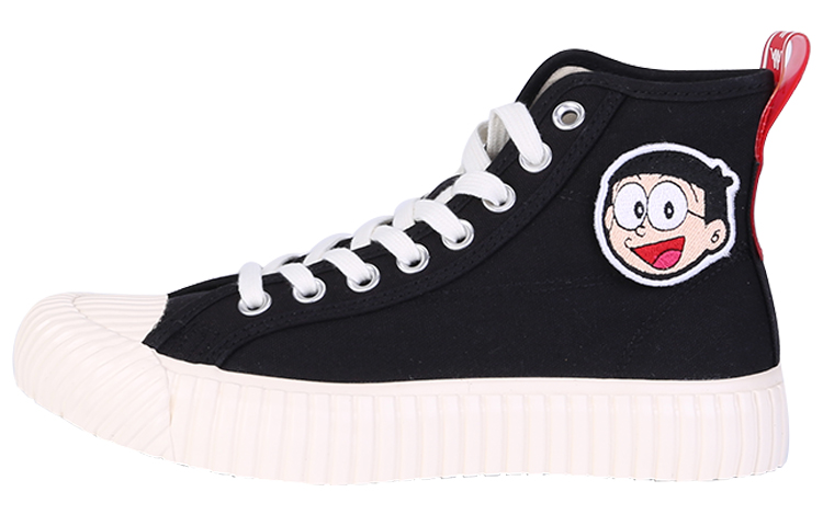 Doraemon x Kappa Anti-Slip Wear-Resistant High-Top Canvas Shoes Unisex Black