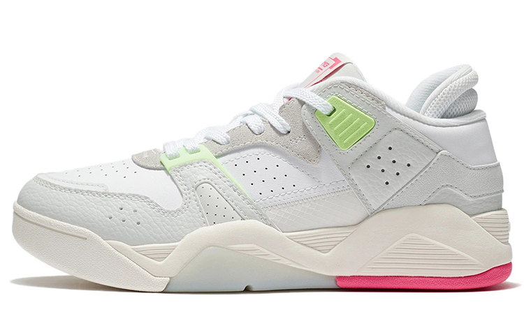 LiNing Non-slip Wear-resistant Shock Absorption Low-Top Vintage Basketball Shoes Women's Gray Green Red