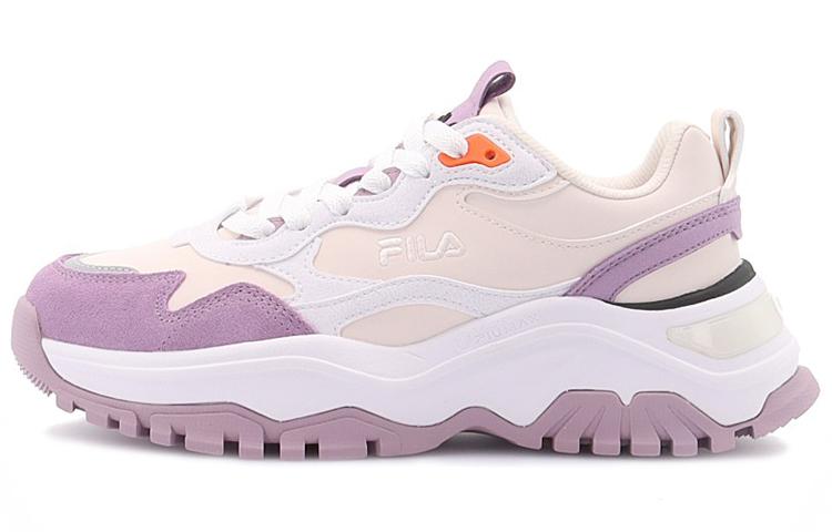 FILA Fashion Sneakers Transpose Cushioning Anti-Slip And Wear-Resistant Low-Top Chunky Sneakers Women's Beige Purple