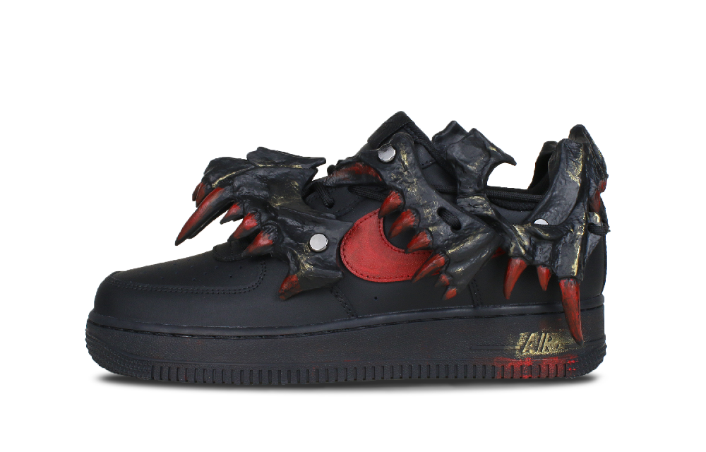 Nike Air Force 1 Onibi Parasite Coverage Anti-Slip And Wear-Resistant Low-Top Skateboard Shoes Unisex Black Red Gold