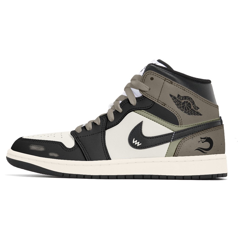 Jordan Air Jordan 1 Wear-Resistant Slip-Resistant Mid-Top Vintage Basketball Shoes Men's Black Brown