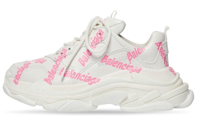 Balenciaga Triple S Logotype Trainers White Pink Women's