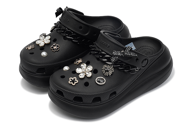 Crocs Berry Cut Black Chanel-Inspired Classic Crush Clogs Unisex Black