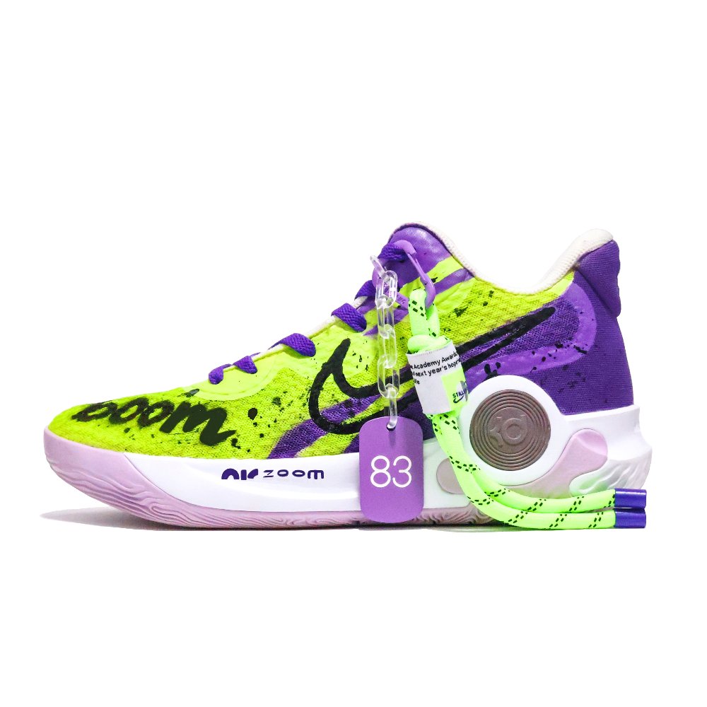 Nike KD Trey 5 IX Cushioning Abrasion Resistant Breathable Mid Top Basketball Shoes Unisex Neon Green Purple