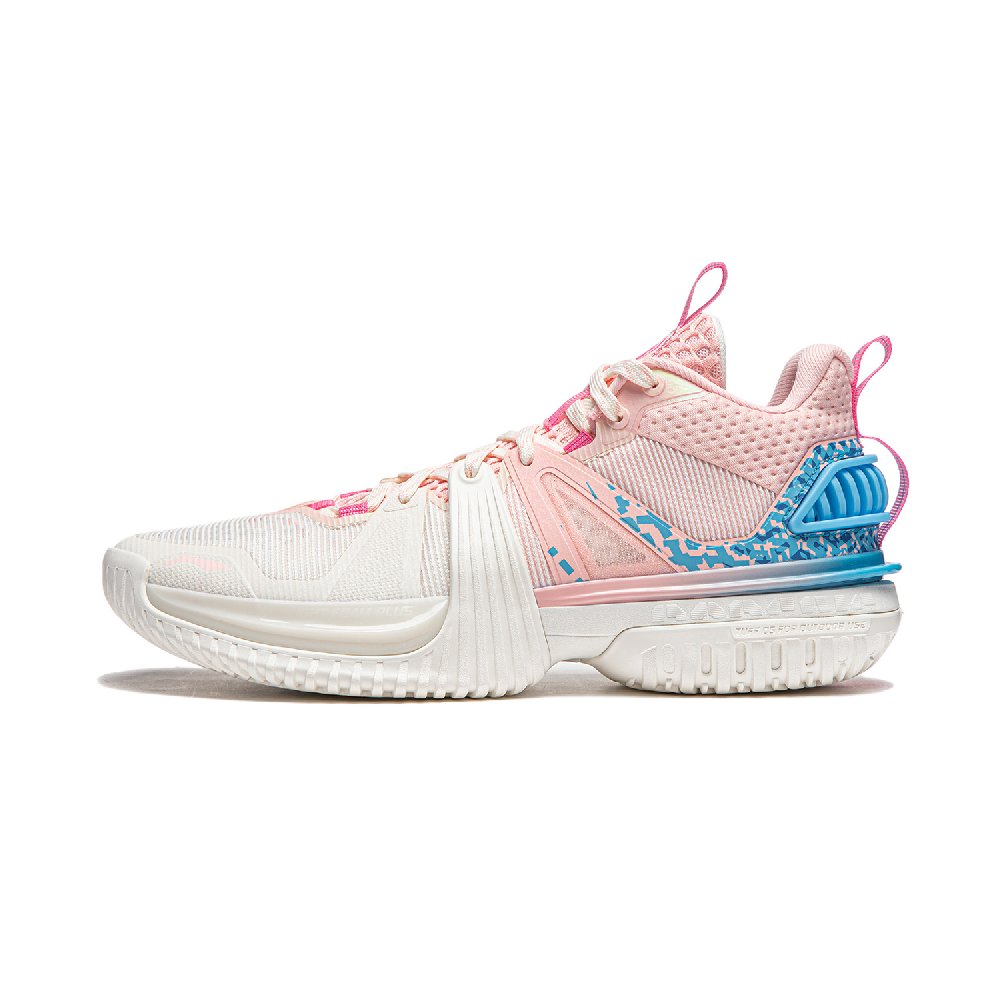 LiNing Storm 2024 Cushioning Breathable Lightweight Rebound Low-Top Basketball Shoes Men's White Pink