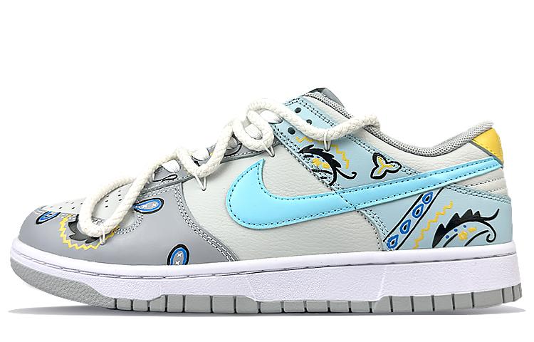 Nike Dunk Low-Top Skateboard Shoes Men's Gray Blue