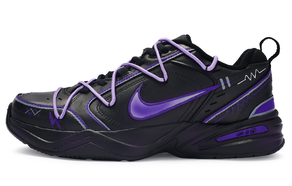 Nike Air Monarch 4 Slip-Resistant Low-Top Chunky Sneakers Unisex Black Purple