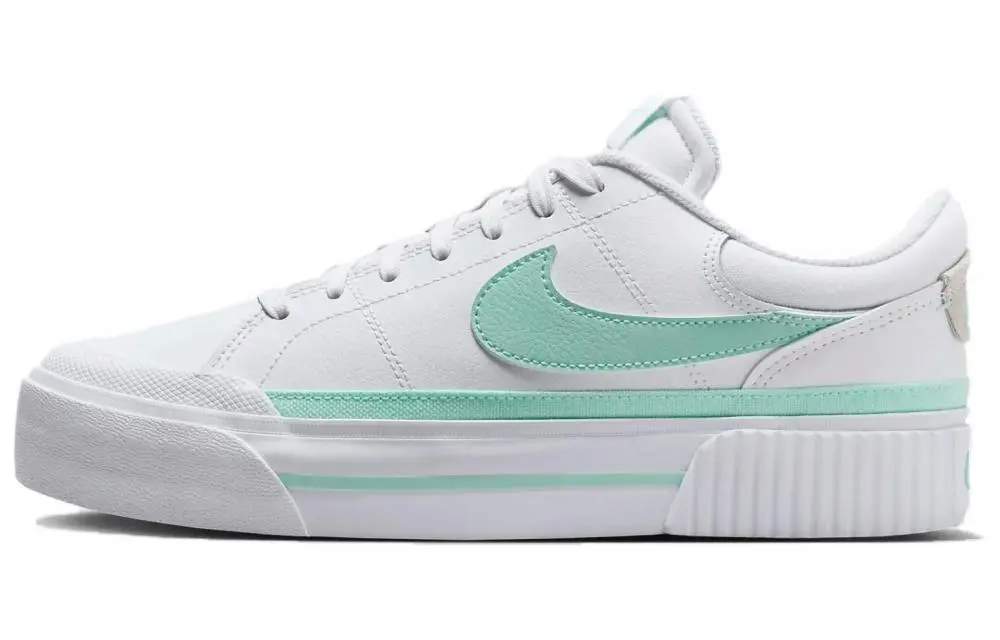Nike Court Legacy Slip Resistant Shock Absorbers Low Top Skateboard Shoes Women's White Green