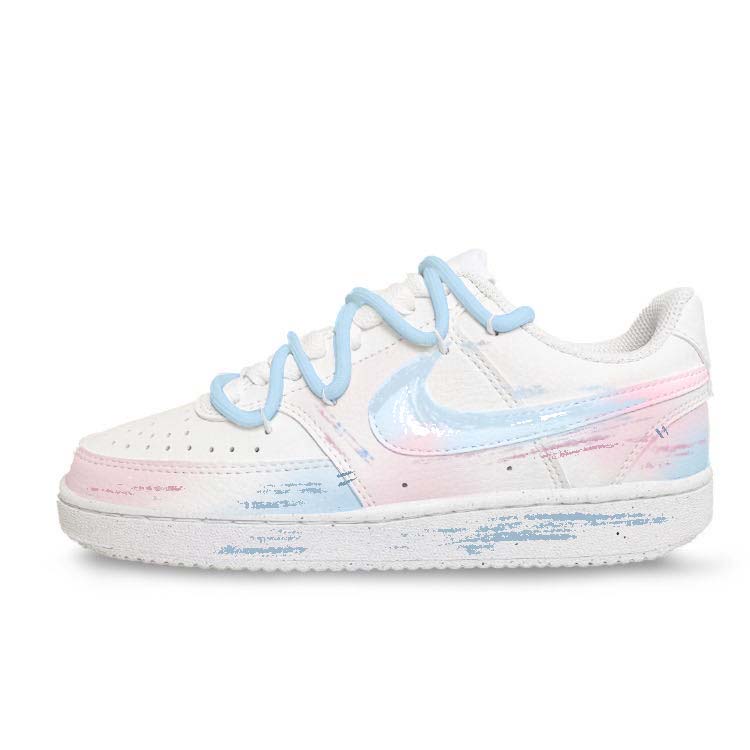 Nike Court Vision 1 Sky Stroll Anti-Slip Wear-Resistant Low-Top Skateboard Shoes Unisex Blue Pink White