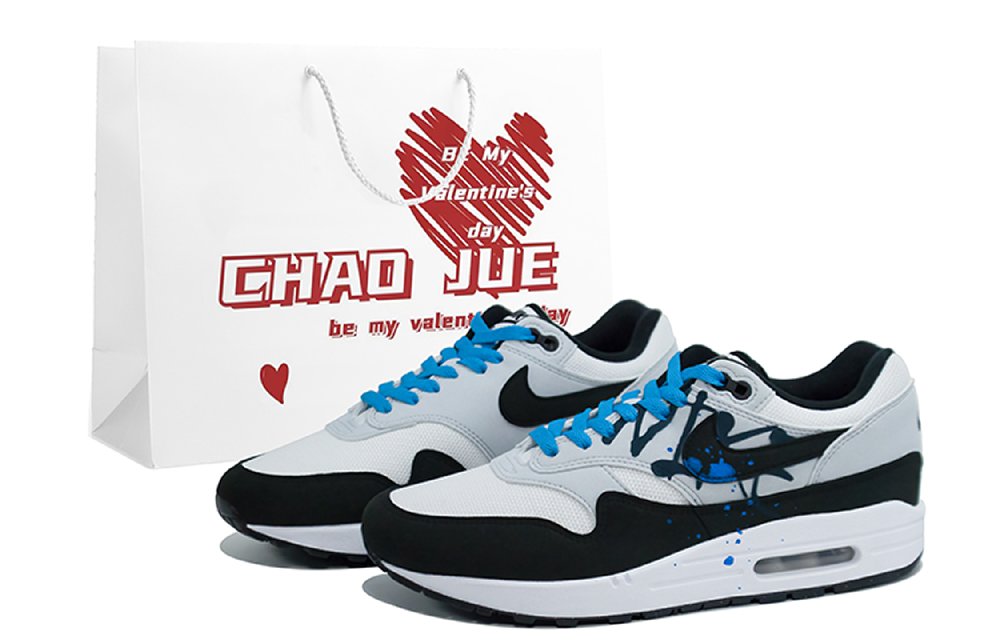Nike Air Max 1 Durable Warm Low-Top Casual Shoes Men's Black Gray Blue