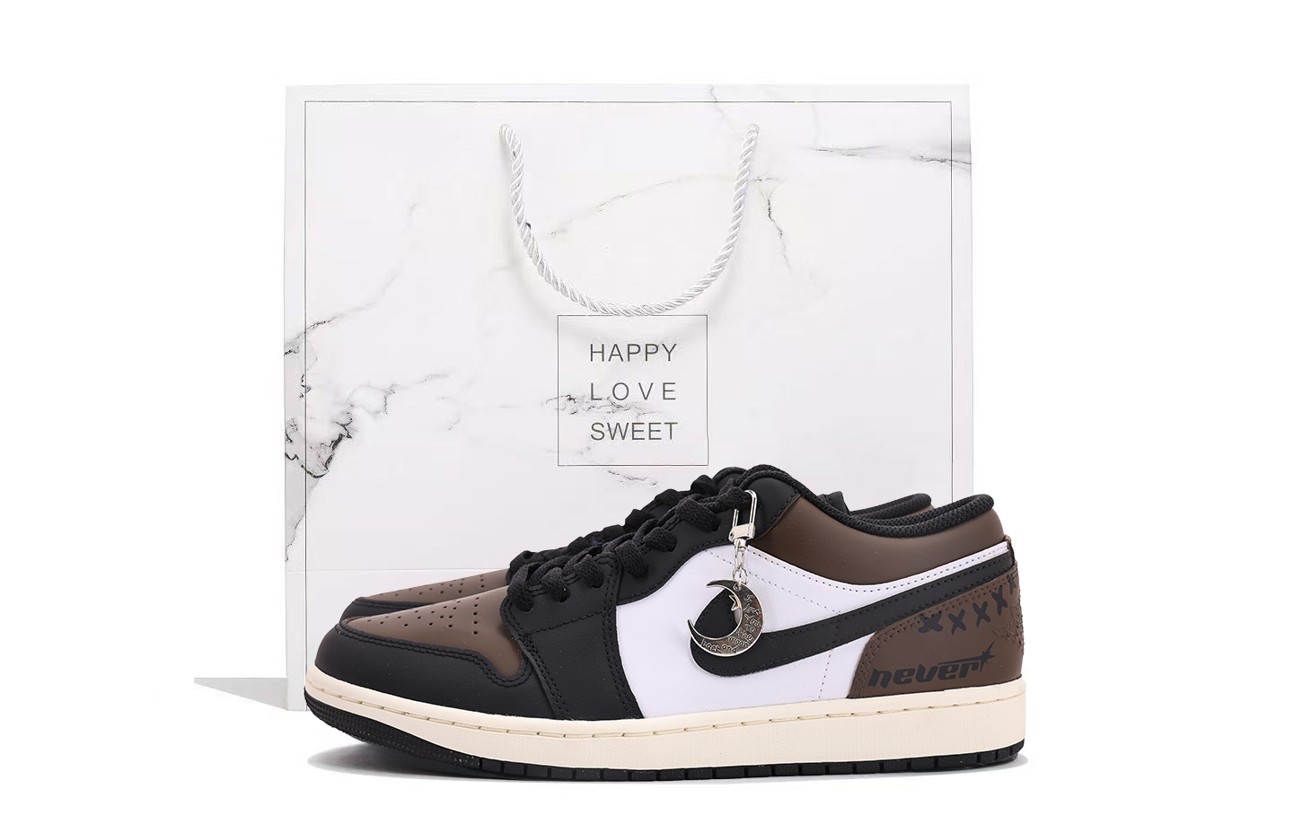 Jordan Air Jordan 1 Abrasion Resistant Coverage Low top Vintage Basketball Shoes Men's Black Brown