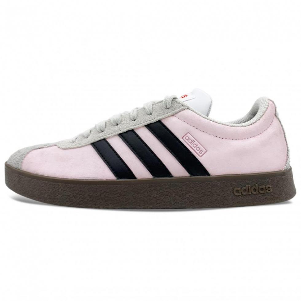 Adidas Neo VL Court 2.0 Frosted Pink Swirl Anti-Slip Wear-Resistant Low-Top Skateboard Shoes Unisex Light Pink
