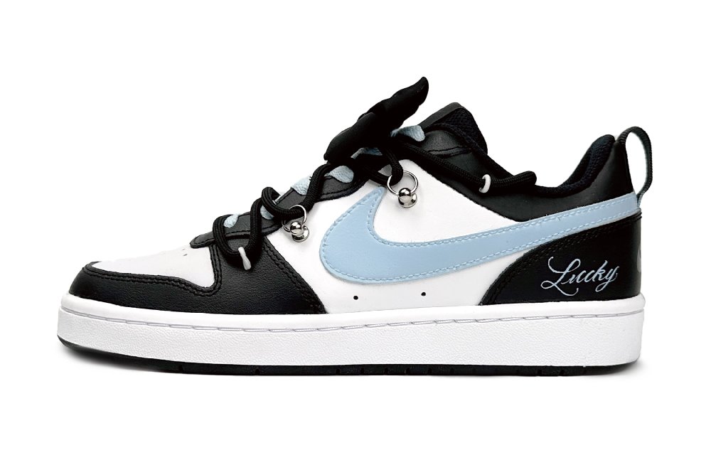 Nike Court Borough Low Low-Top Skateboard Shoes GS Blue Black