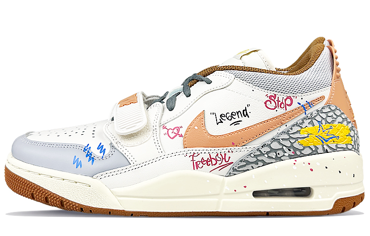 Jordan Legacy 312 Low-Top Vintage Basketball Shoes Men's Gray Orange