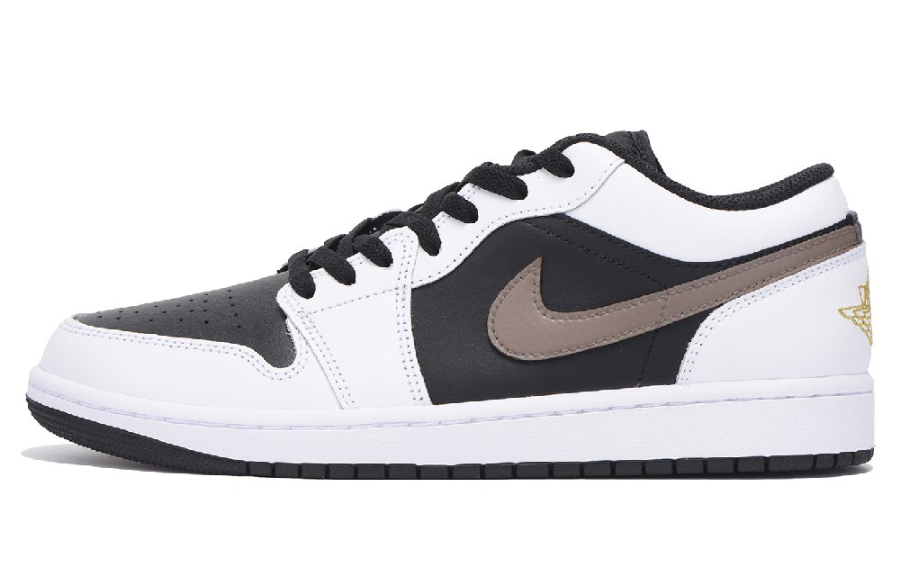Jordan Air Jordan 1 Slip-Resistant Coverage Low-Top Vintage Basketball Shoes Unisex White Brown