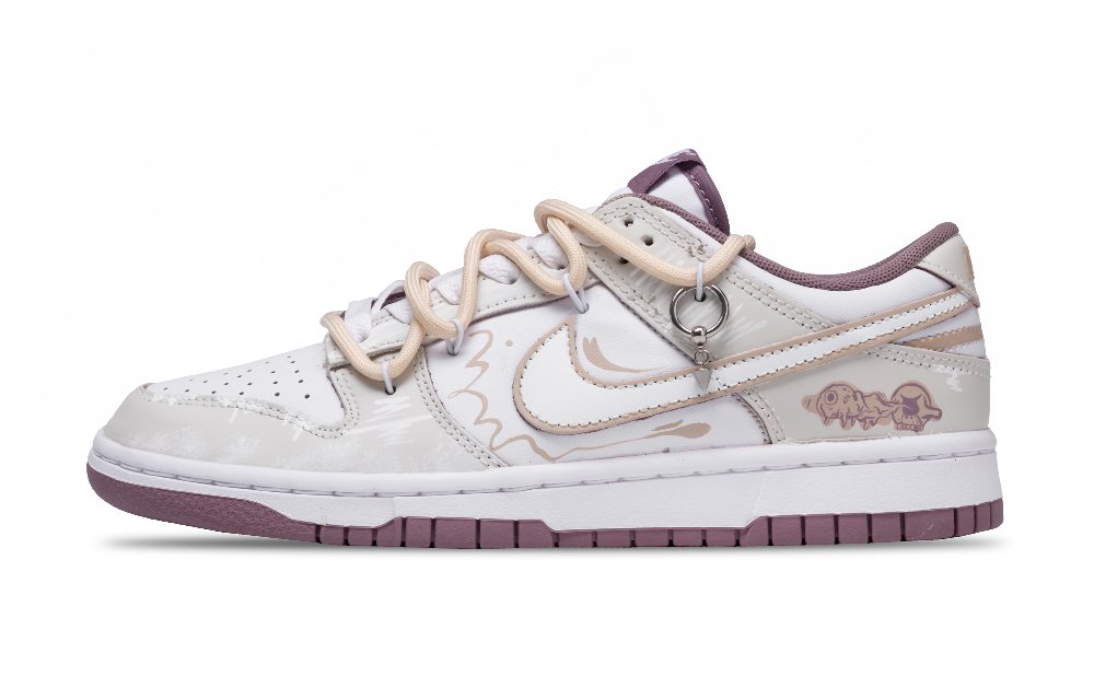 Nike Dunk Ancient And Mischievous Low Top Skateboard Shoes Men's Beige White Pink