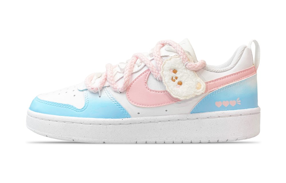 Nike Court Borough Skateboard Shoes Women's Low-Top Pink, Yellow