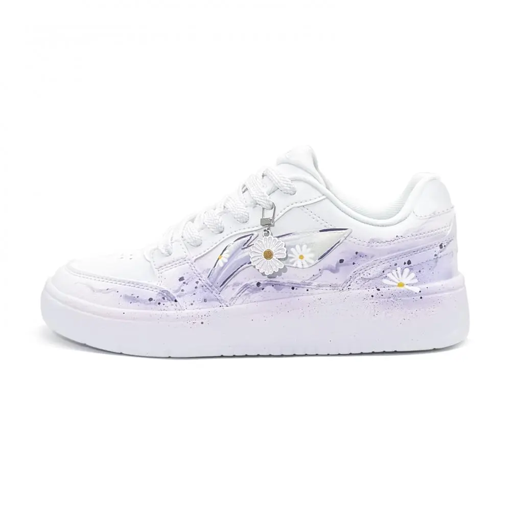 LiNing Acer Truncatum Abrasion Resistant Height Increasing Low top Skateboard Shoes Men's White Purple