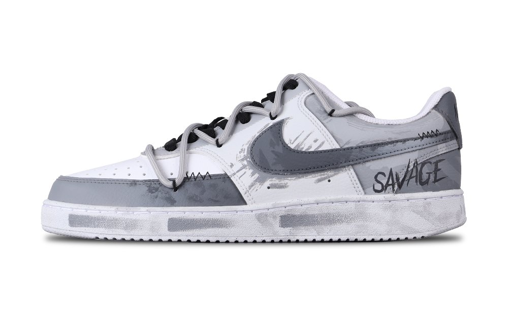 Nike Court Vision 1 Patchy Paint Abrasion Resistant Low Top Skateboard Shoes Men's Silver Gray