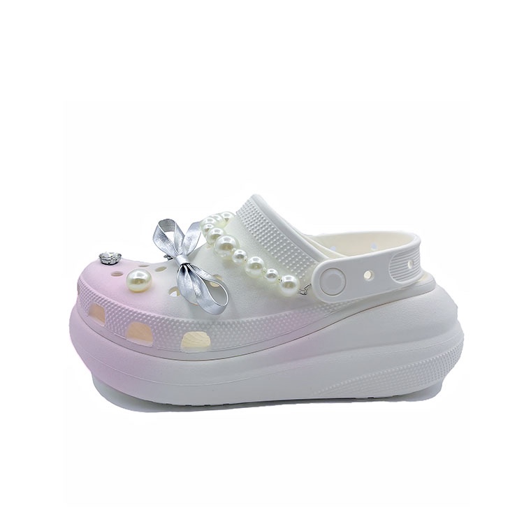 Crocs Crush Clog Pearl Pink, Cute Campus, Niche, Beach Girlish Clogs Unisex White Pink