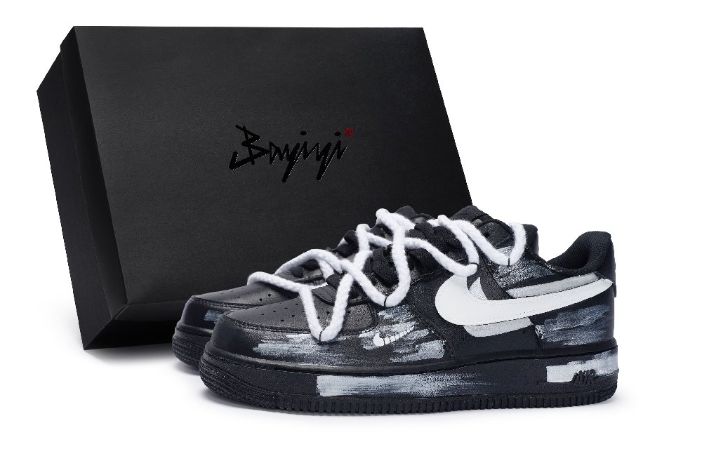 Nike Air Force 1 07 811 Manufacture Spinal Special Shoe Box Slip-Resistant Low-Top Skateboard Shoes Unisex Black White