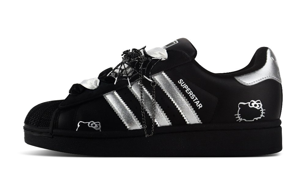 Adidas Originals Superstar 2 Wear resistant And Lightweight Low Top Skateboard Shoes Unisex Black Silver