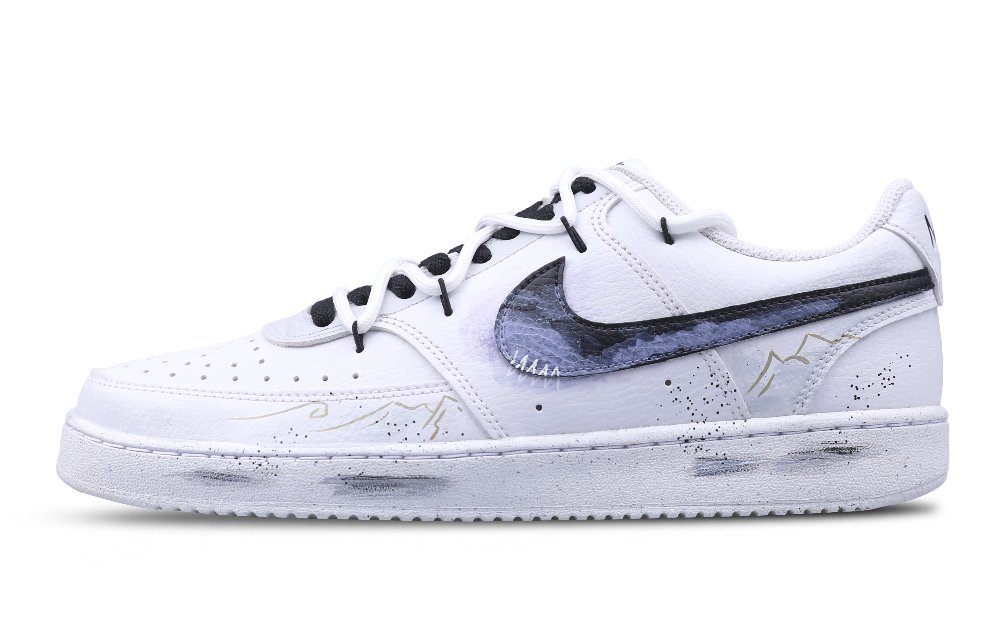 Nike Court Vision 1 Slip Resistant Low Top Skateboard Shoes Men's White Blue