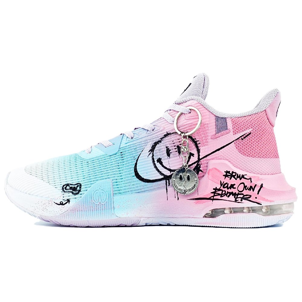 Nike Air Max Impact Anti Slip Wear Resistant Breathable Support Mid Top Basketball Shoes Unisex Pink Blue