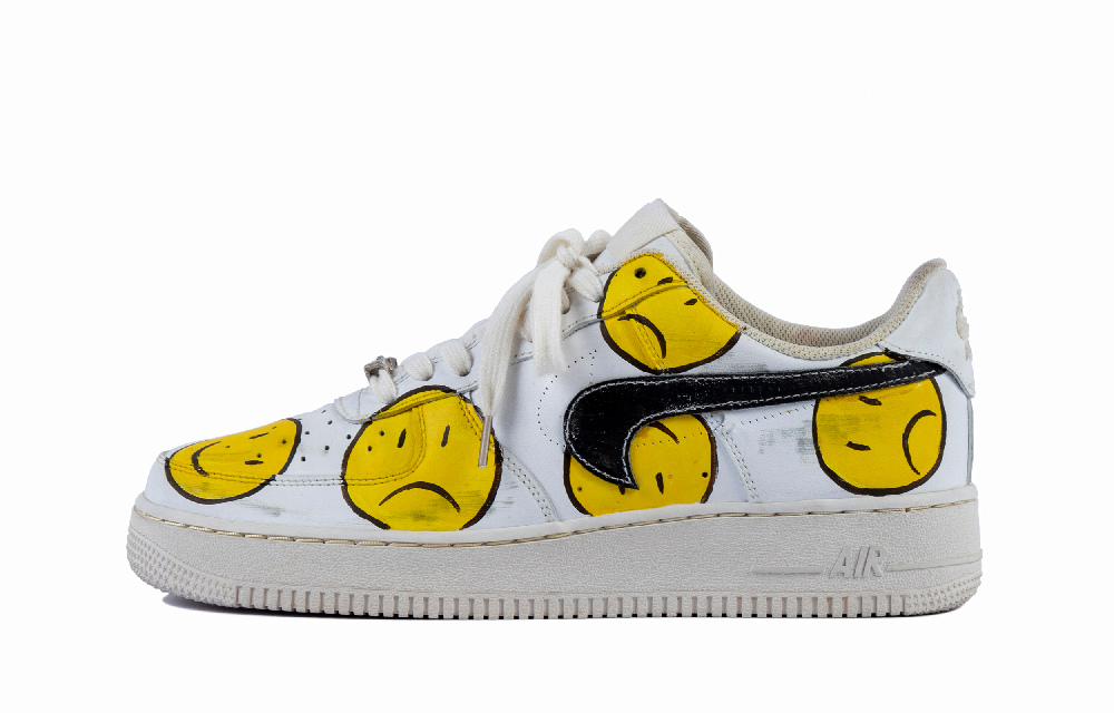 Nike Air Force 1 Reverse Smiley Face Coverage Slip-Resistant Cushioning Balance Low-Top Skateboard Shoes Men's Beige