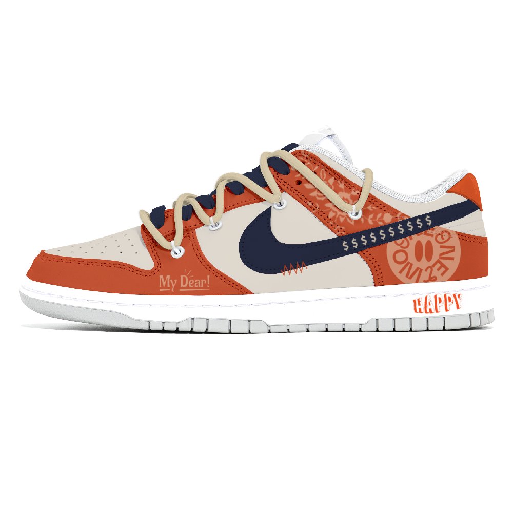 Nike Dunk Abrasion Resistant Low Top Skateboard Shoes Men's Orange Red