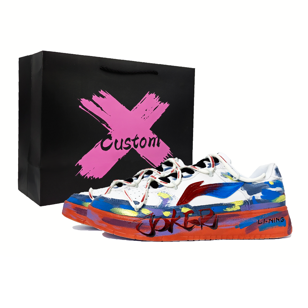 LiNing Pontoon Boats Anti Slip Wear Resistant Low Top Skateboard Shoes Men's White Blue Red