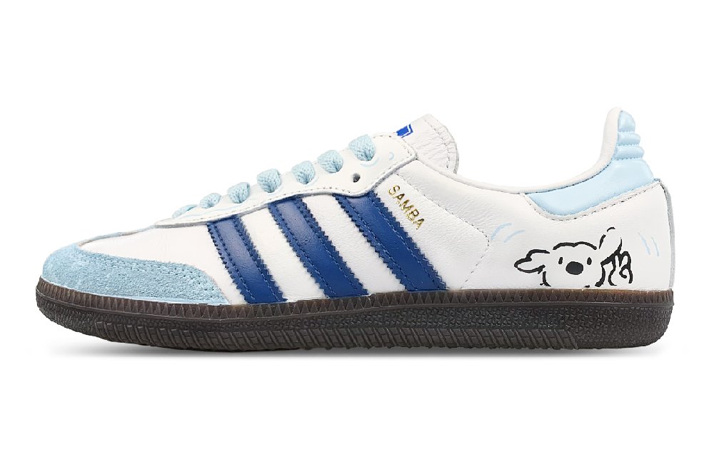Adidas Originals SAMBA OG Slip-Resistant Low-Top Skateboard Shoes Unisex White Blue
