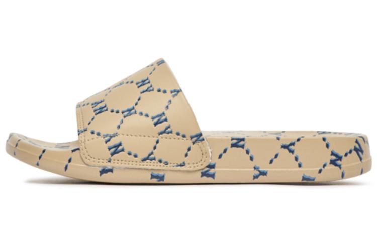 MLB Dia Monogram Rubber Sole Abrasion-Resistant Slide Slippers Unisex Brown