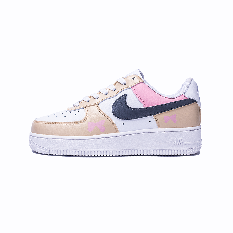 Nike Air Force 1 Bubbles Love Gift Abrasion Resistant Low Top Skateboard Shoes Women's Khaki GS