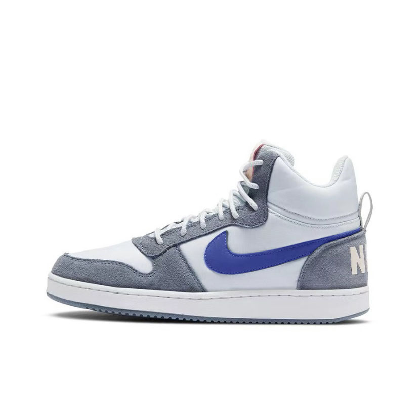 Nike Court Borough Anti-Slip Wear-Resistant Mid-Top Skateboard Shoes Women's Gray Blue