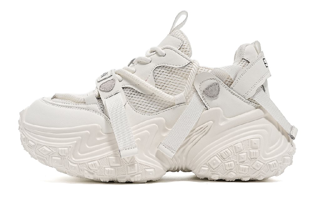 EBLAN Abrasion Resistant Height Increasing Low Top Chunky Sneakers Unisex White