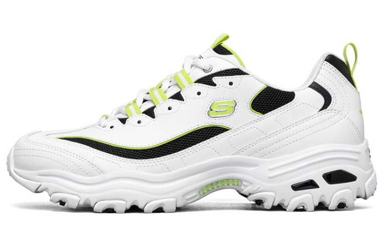 Skechers D'LITES 1.0 Cushioning Abrasion Resistant Breathable Low Top Chunky Sneakers Men's White Black Green