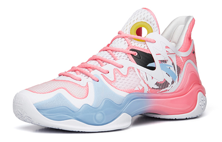 ANTA Shock Wave 4 Basketball Shoes Men's Low top Blue/Pink