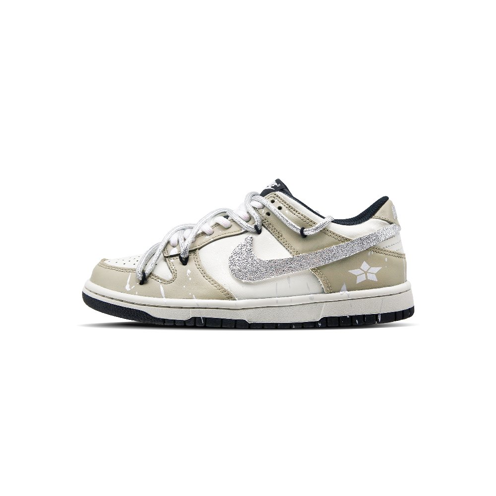 Nike Dunk Low Baby's Breath Urban Chanel-Inspired Abrasion-Resistant Low-Top Skateboard Shoes Unisex White