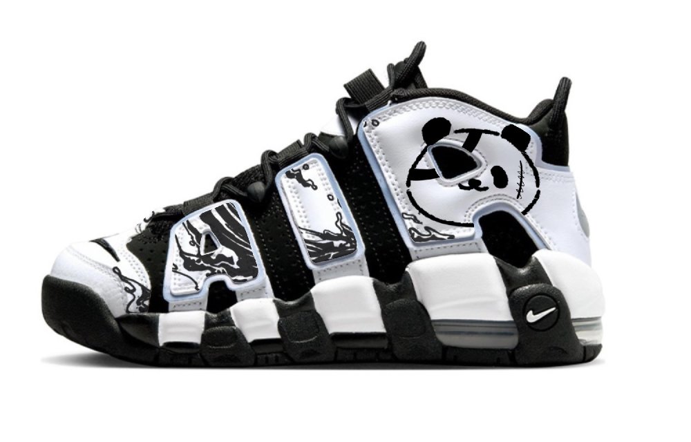 Nike Air More Uptempo Slip-Resistant Low-Top Basketball Shoes Unisex Black White