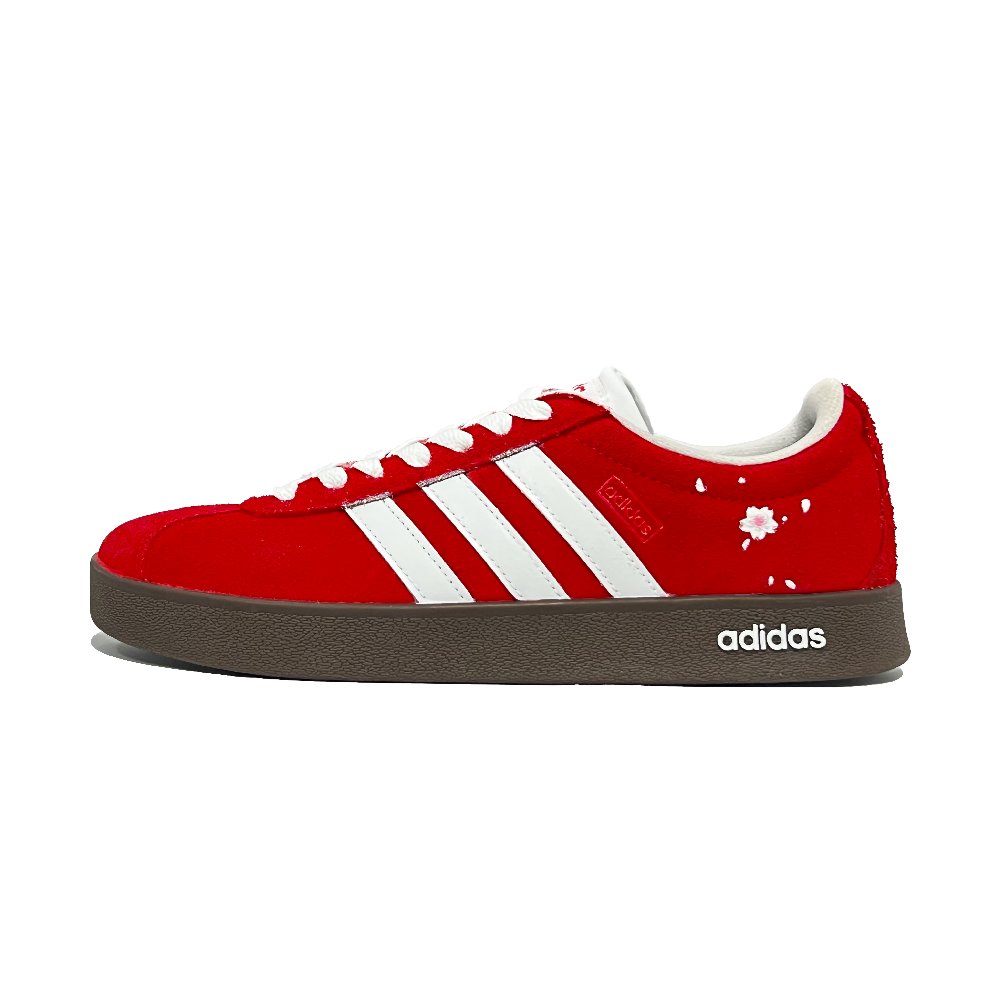 Adidas VL COURT 2.0 Red Cherry Merlot Abrasion Resistant Low Top Skateboard Shoes Unisex Red
