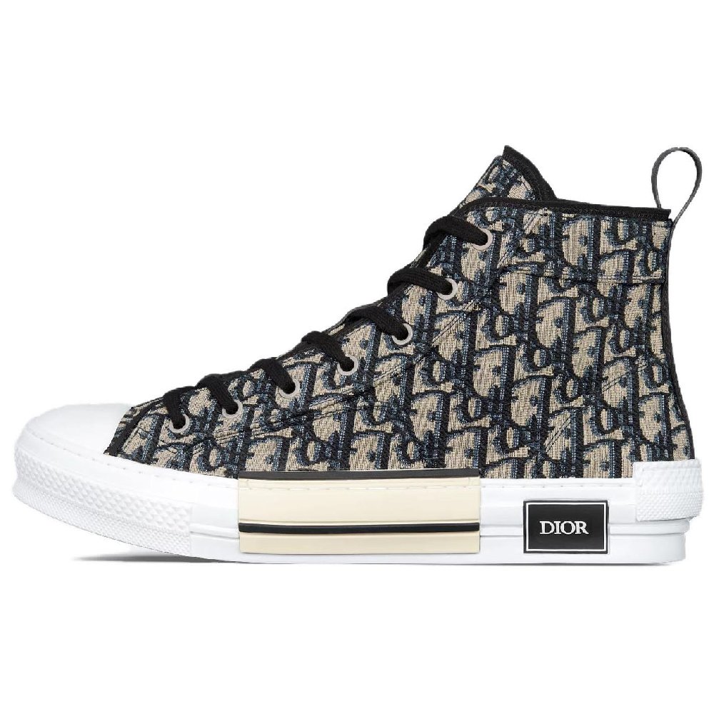 DIOR B23 Skateboard Shoes Men High-Top Beige Black