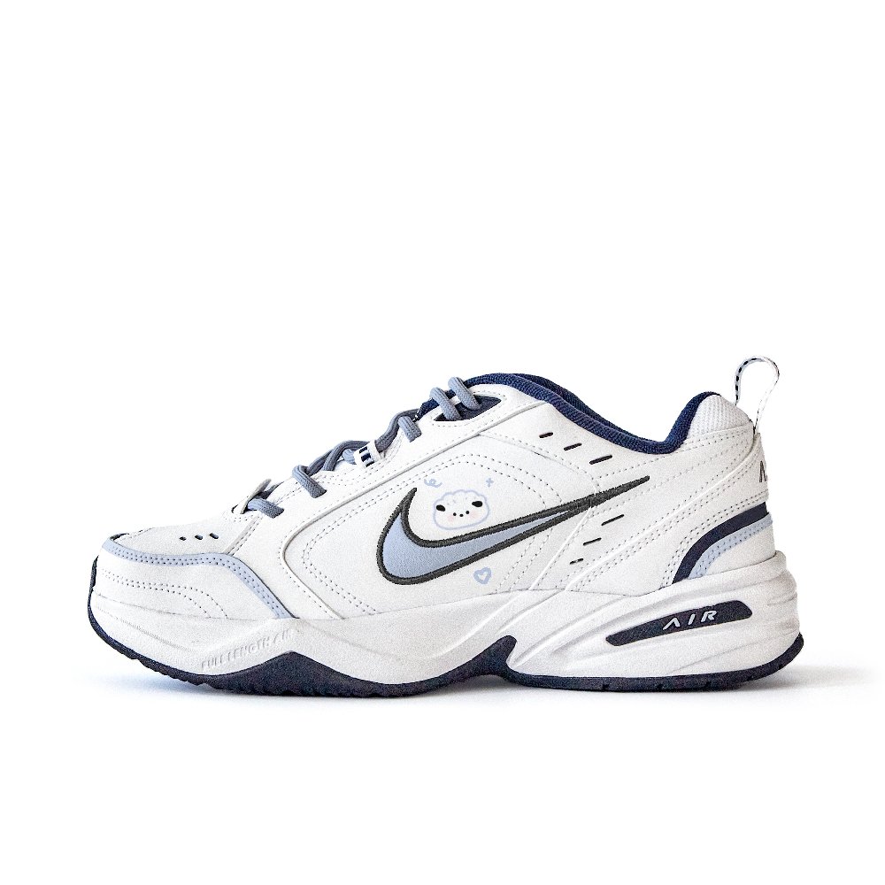 Nike Air Monarch 4 Anti-Slip Wear-Resistant Low-Top Chunky Sneakers Unisex White Purple